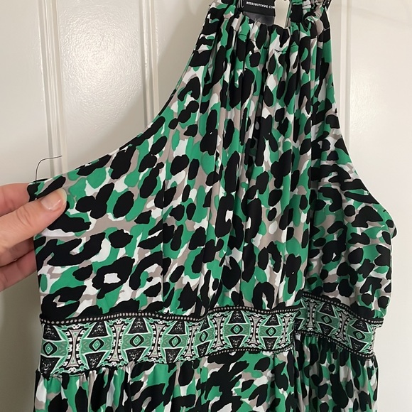 Multi-coloured (green, black, white/taupe) halter dress - Picture 2 of 2